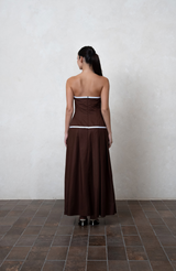 Chocolate brown strapless maxi dress