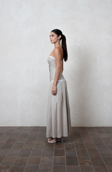 Strapless Greige Maxi Dress