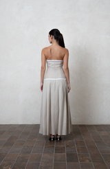 Strapless Greige Maxi Dress