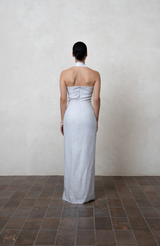 greige Halter Linen Maxi Dress