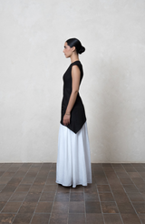 Two-Tone Draped Black dress with Asymmetric Hem