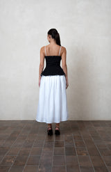 White A-Line Linen Skirt