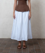 White A-Line Linen Skirt