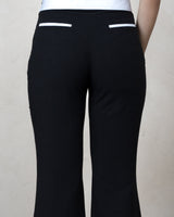 Black Linen High-Waisted Flared Trousers