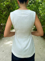 Off-White Linen Tailored Vest with Silver and Gold Buttons