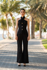 Black Linen Flared Pants