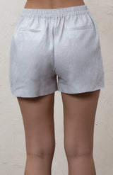 Greige Linen Blend Tailored Shorts
