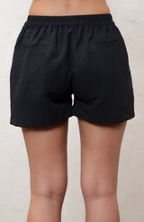 Black Linen Blend Tailored Shorts