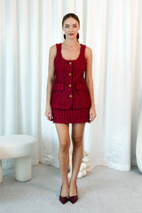 Burgundy Tweed Mini Skirt