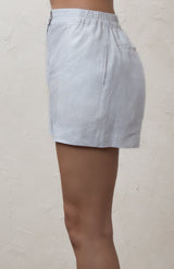 Greige Linen Blend Tailored Shorts