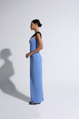 Black & Violet V-Neck Off-The-Shoulder Gown