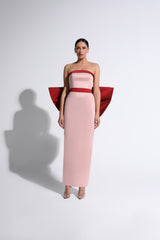 Pink & Red Exaggerated Bow Strapless Gown