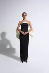 Black & White Exaggerated Bow Strapless Gown