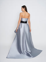 Blue & Black Strapless & Belted Peplum Betty Gown