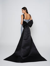 Blue & Black Sophia Dress With Removable Train