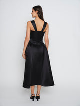 Black Midi Elizabeth Dress With Hip Detail