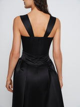Black Midi Elizabeth Dress With Hip Detail