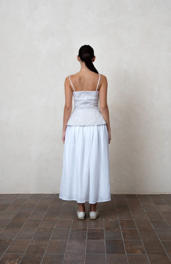 White A-Line Linen Skirt