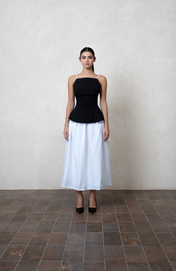 White A-Line Linen Skirt