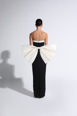 Black & White Exaggerated Bow Strapless Gown