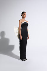 Black & White Exaggerated Bow Strapless Gown